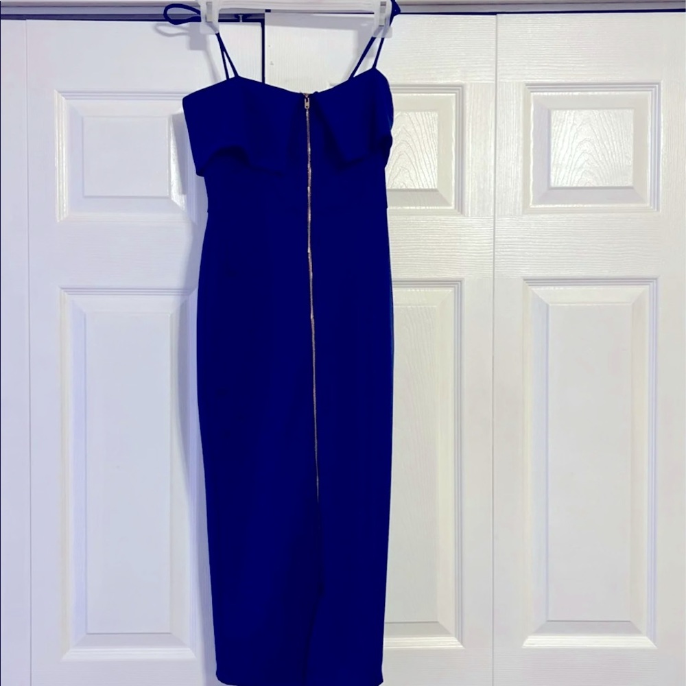 Navy Blue , sexy front gold zipper , body form fitting , size 4